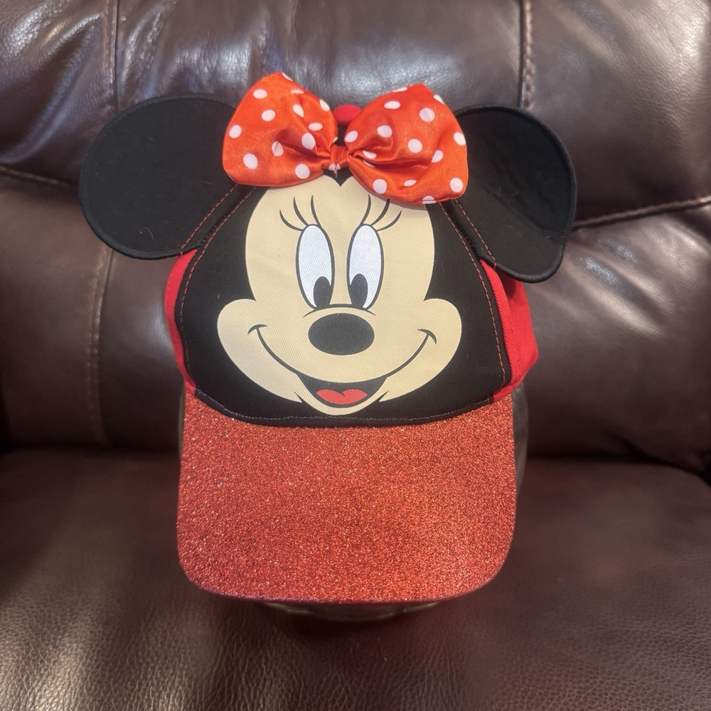 NWT Disney Minnie Mouse Adjustable Girl Hat Ears And Bow Cap - Picture 3 of 8